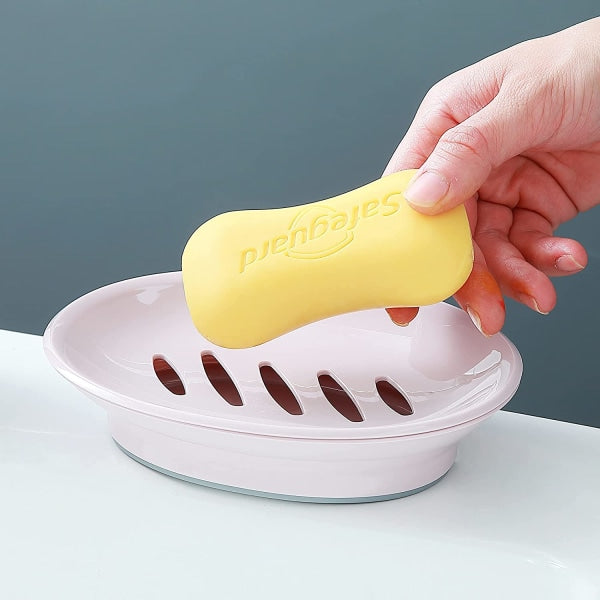 2-pack soap dish, plastic soap cups, non-slip soap dish, soap holder, shower with drip tray, easy-to-clean soap saver (pink)