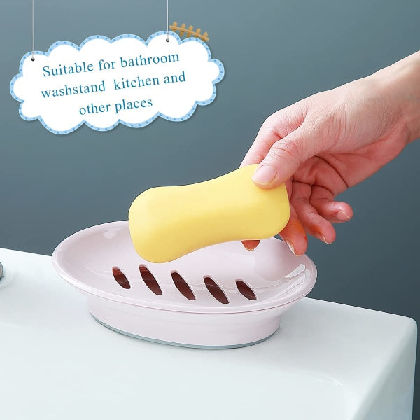 2-pack soap dish, plastic soap cups, non-slip soap dish, soap holder, shower with drip tray, easy-to-clean soap saver (pink)