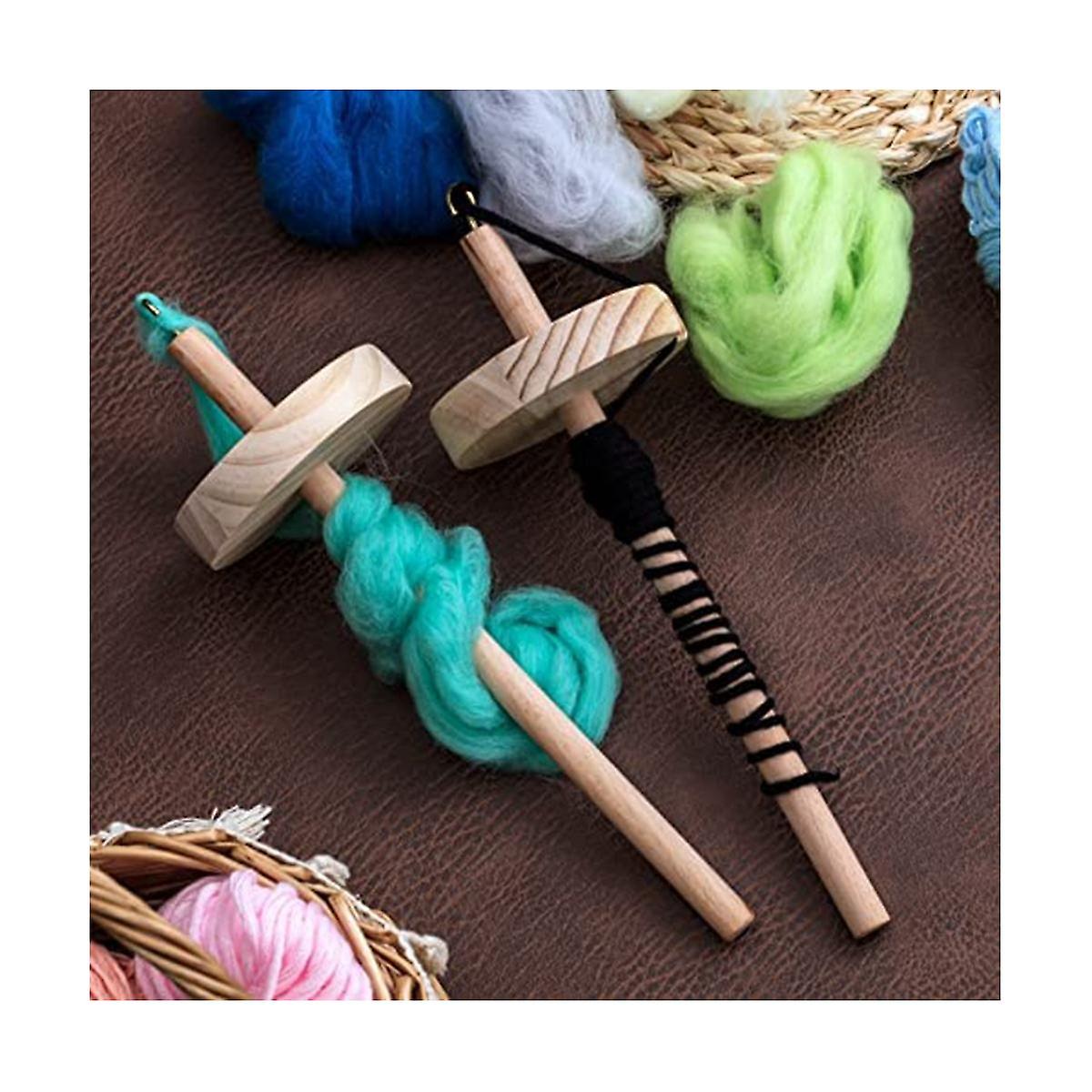 2pcs DIY Dragonfly Spindle Yarn Spinner Handmade Wooden Spinning Wheel For Yarn Making Yarn Spindle