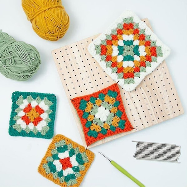 Boutique Wooden Crochet Blocking Board Knitting Blocking Mat with Bar Needles for Knitting & Crocheting