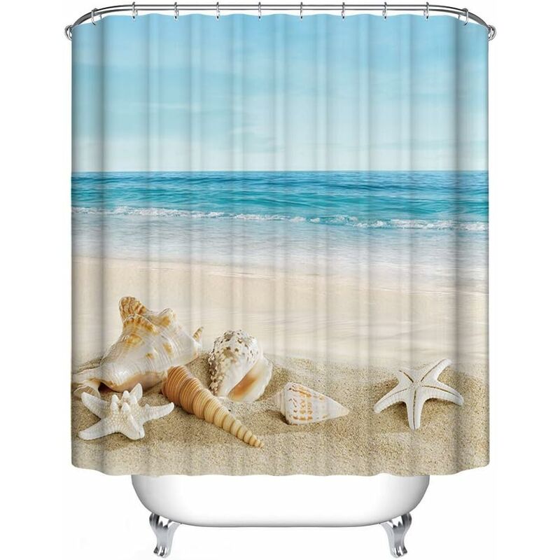 Waterproof Shower Curtain for Beach with Elegant Pattern, Anti-Mildew, 200x240 cm