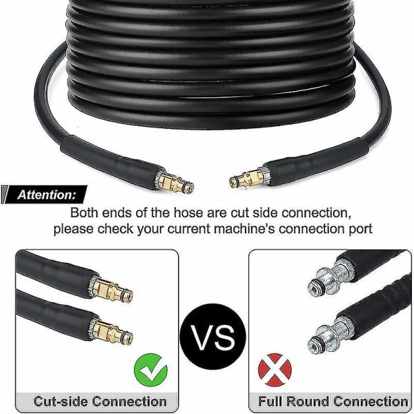 Hose for Kärcher K2 K3 K4 K5 K6 K7 high pressure washer - 10m - Quick connect hose with brass nozzles 10M-yux 10M