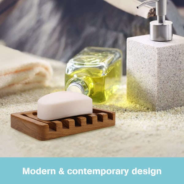 Wooden Soap Dish 2pcs, Soap Holder in Natural Teak, Soap Container for Shower, Bathroom, Kitchen, Bathtub, Razor, Sponges_max_sai