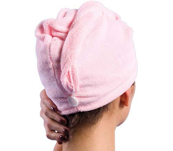 Microfiber hair turban towel, pink