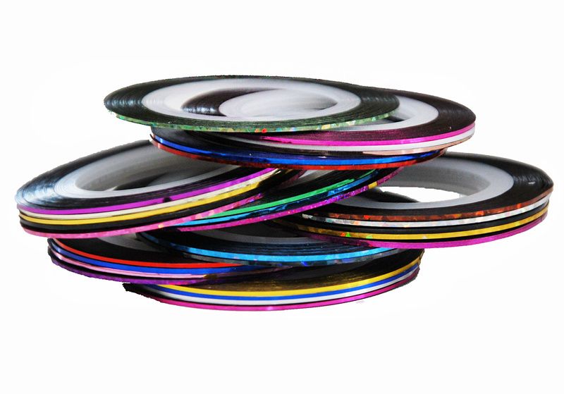 Nail Tape 10-Pack, Assorted Colors Self-Adhesive Stripes for Nail Art with UV Gel & Acrylic Nails, MultiColor