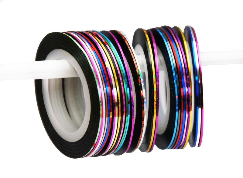 Nail Tape 10-Pack, Assorted Colors Self-Adhesive Stripes for Nail Art with UV Gel & Acrylic Nails, MultiColor