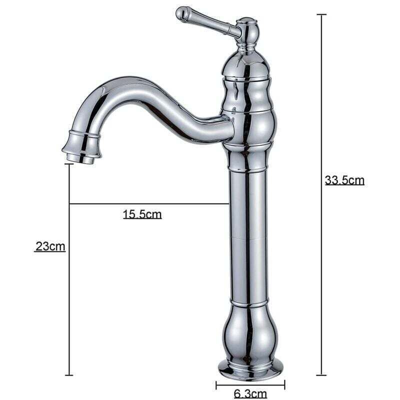 Retro Swivel Basin Mixer Tap, 360 Degree Rotating, Single Lever, High Spout, Hot and Cold Water, Chrome