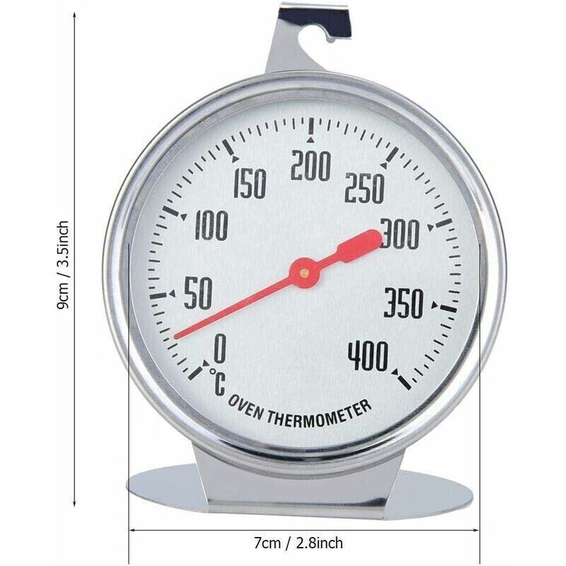 Oven Cooking Thermometer, Temperature Gauge Instant Read Thermometer Stainless Steel Probe with Hook for Oven Cooking or BBQ, 7 x 9 cm