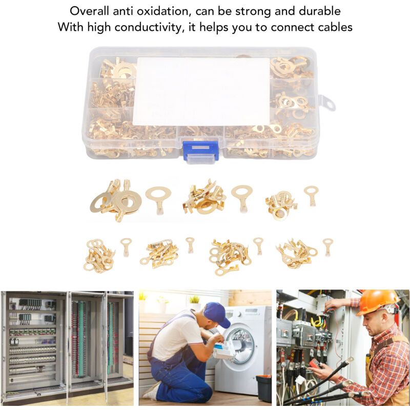 540 Pcs Gold Brass Ring Terminal M3 M4 M5 M6 M8 M10 O Shape Terminal Wire Connector