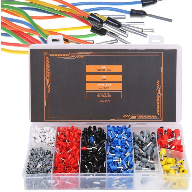 1200 Pcs Wire Ferrules Crimping Cold Pressed Terminal Industrial Electrical Accessories