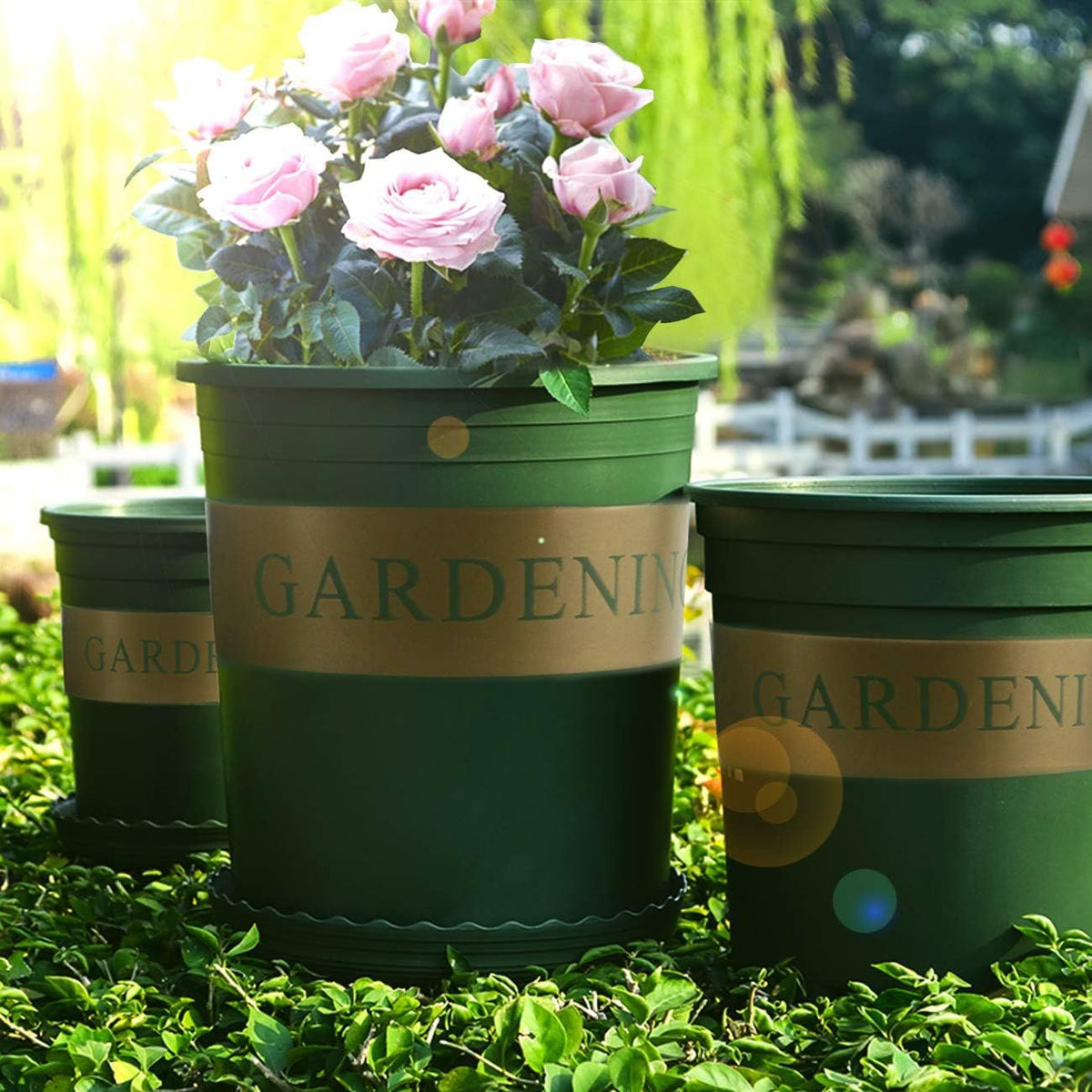 5 Durable Nursery Pots with 5 Pallets, Garden Planter Plant Containers, 3 Gallon