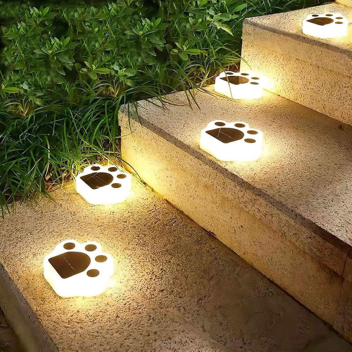 4 Pack Solar Paw Print Lights Outdoor Waterproof, Dog Paw Print Garden Decorative Lights for Lawn Patio Pathway Pet Garden Gifts for Women Mother's Day
