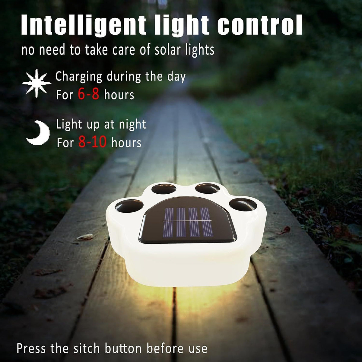4 Pack Solar Paw Print Lights Outdoor Waterproof, Dog Paw Print Garden Decorative Lights for Lawn Patio Pathway Pet Garden Gifts for Women Mother's Day