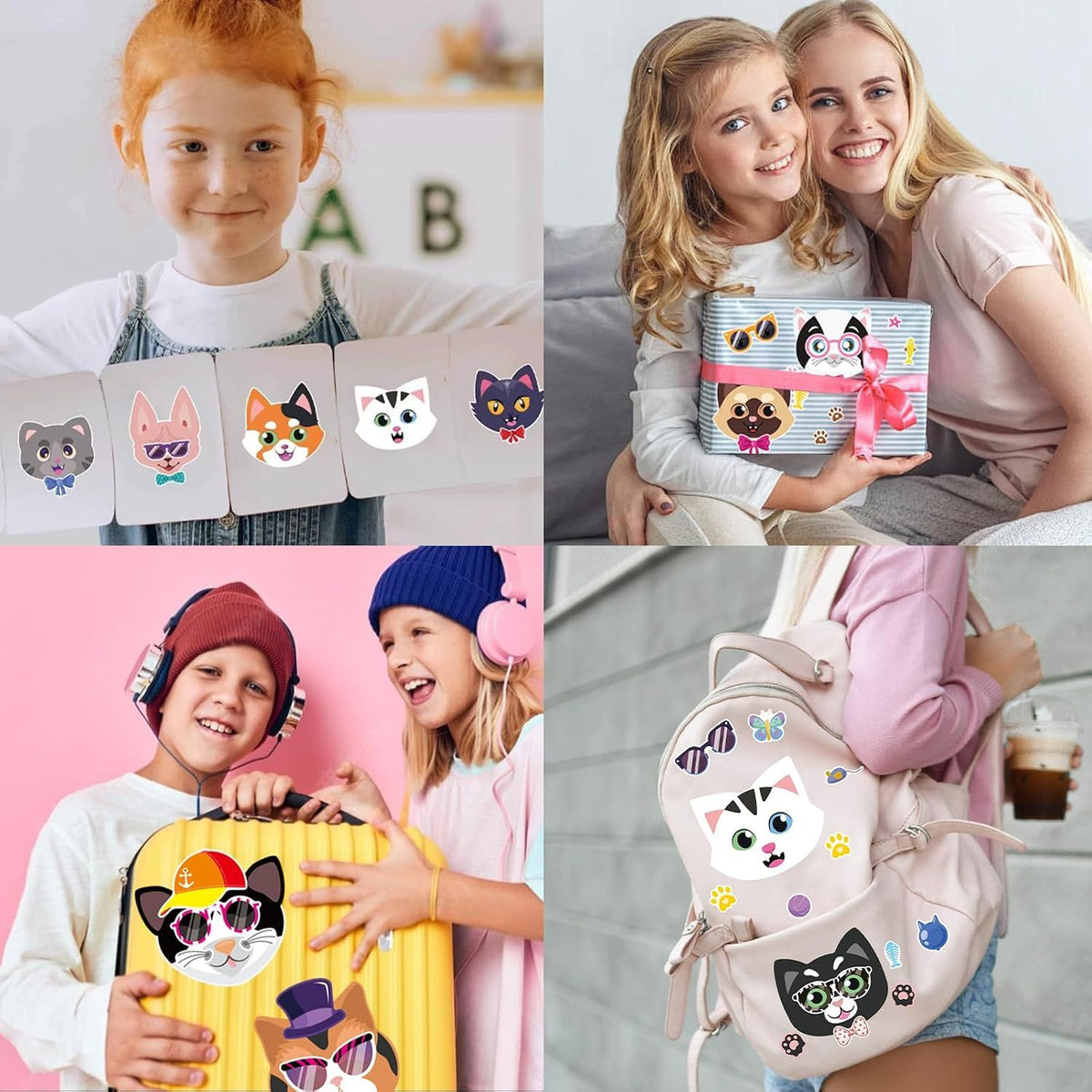 24 Sheets Make Your Own Cat Face Stickers for Kids, Cat Party Favors and Birthday Crafts Supplies