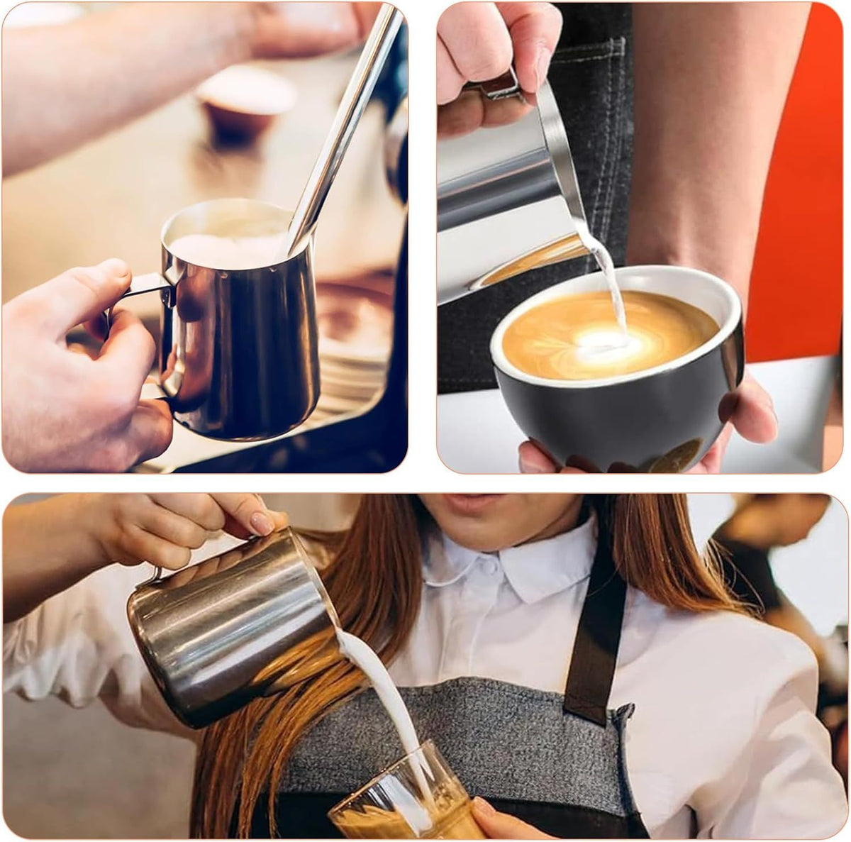 Milk Frothing Pitcher Stainless Steel Milk Jug with Scale and Latte Art Pen Coffee Machine Accessories for Latte Cappuccino, 350ml 12oz