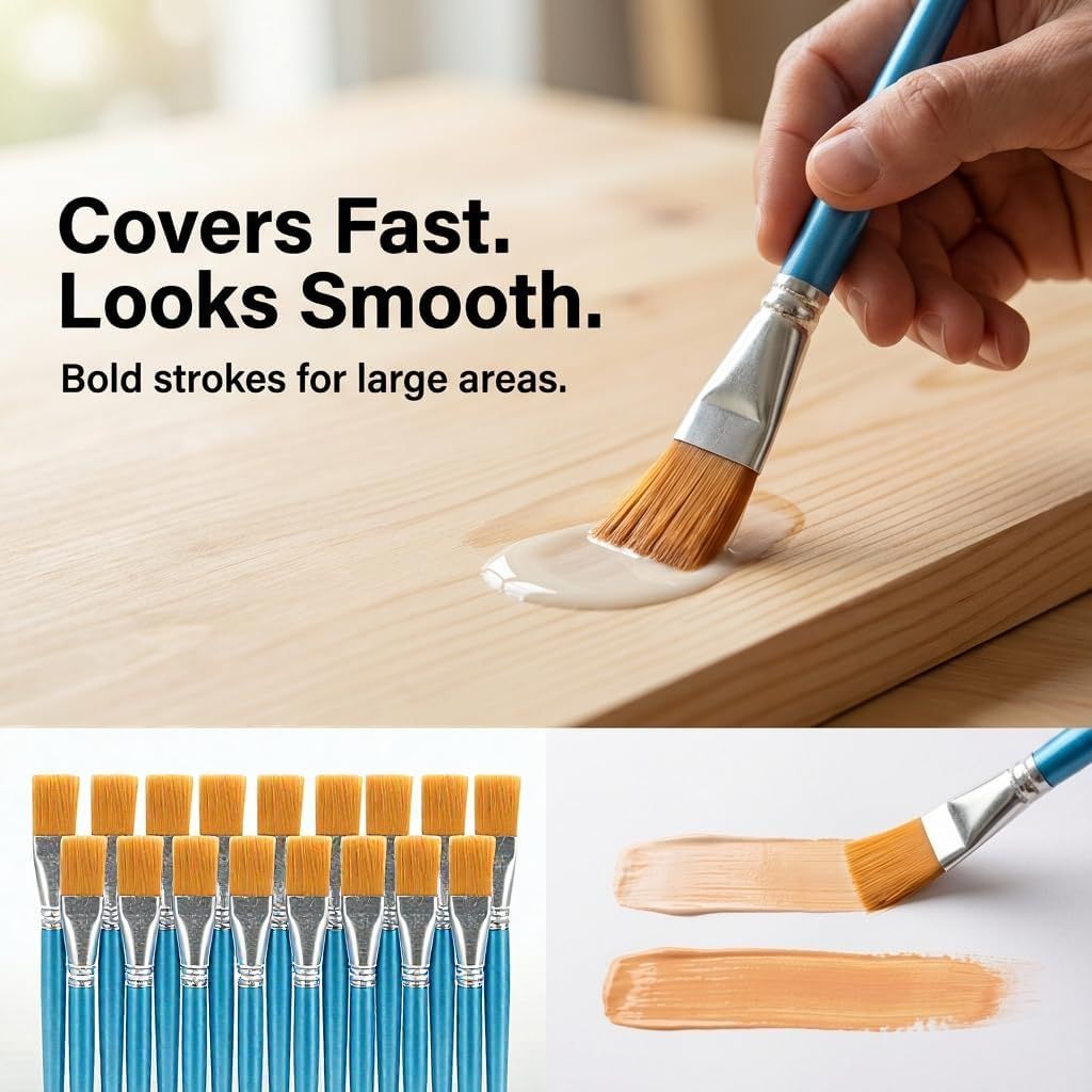 50 Pack 1 Inch Flat Paint Brushes Bulk for Acrylic Watercolor Tempera Crafts and Classroom Projects, Washable and Reusable, 1 Inch