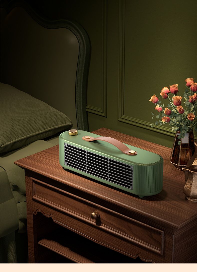 Vintage Portable PTC Ceramic Desktop Heater | 800W Energy Efficient Mini Electric Space Heater with AU Plug, Overheat & Tip-Over Protection for Office Desk Home Bedroom Winter Warmth（Green）