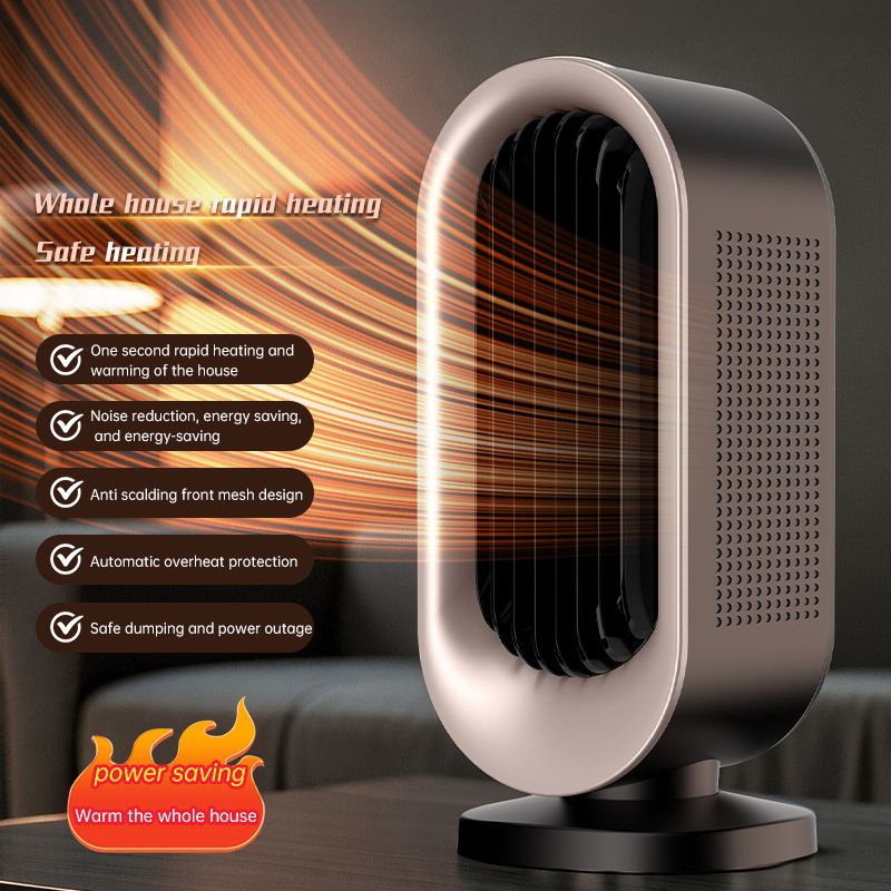 Desktop Vertical Space Heater with Remote Control, Fast Heating PTC Electric Fan Heater, Portable Mini Winter Electric Space Heater for Bedroom Office Home Indoor Heating（Black & Gold）