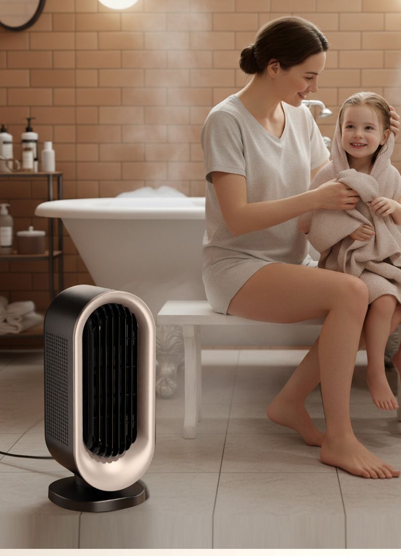 Desktop Vertical Space Heater with Remote Control, Fast Heating PTC Electric Fan Heater, Portable Mini Winter Electric Space Heater for Bedroom Office Home Indoor Heating（White）