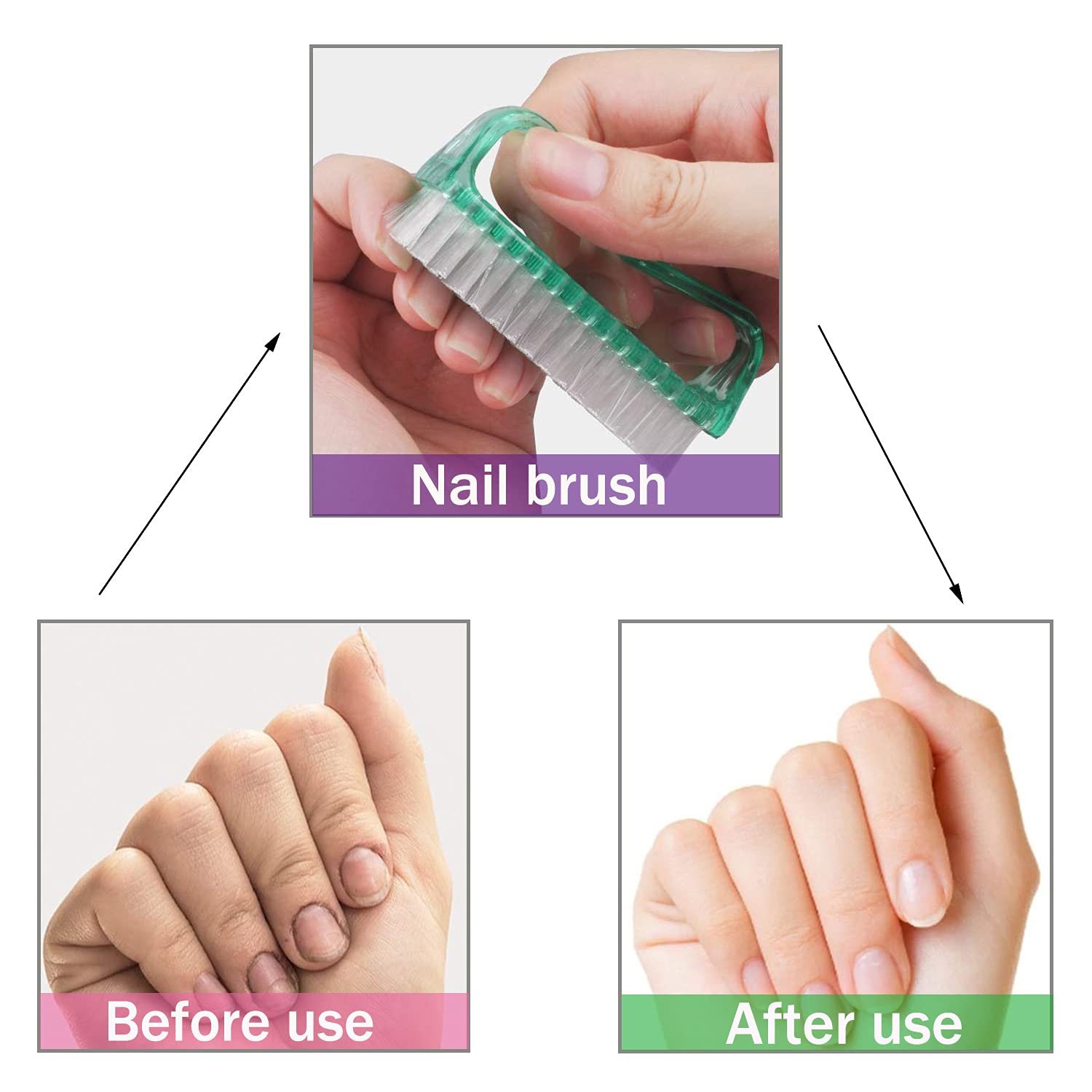 10 Pcs Handle Grip Nail Brush, Hand Fingernail Scrub Cleaning Brushes for Toes and Nails Cleaner, Pedicure Scrubbing tool kit for Men and Women (Multicolor)