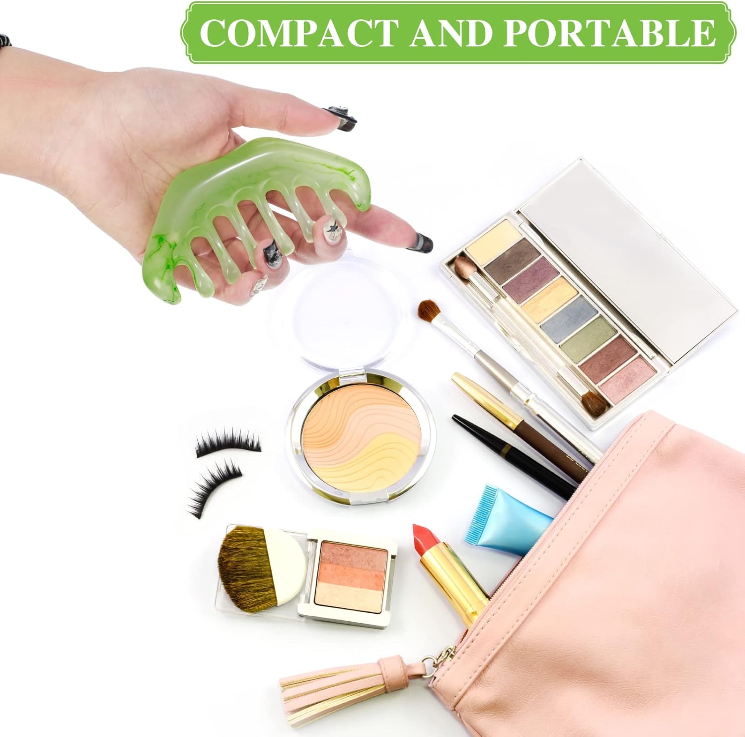 2 Pcs Jade Combs Esthetician Supplies Massage Stone Hair Gua Sha Scraping Scalp Comb Facial Massage Tool Handheld Head Tools Head Caring Therapy Valentines for Women(Elegant Style)