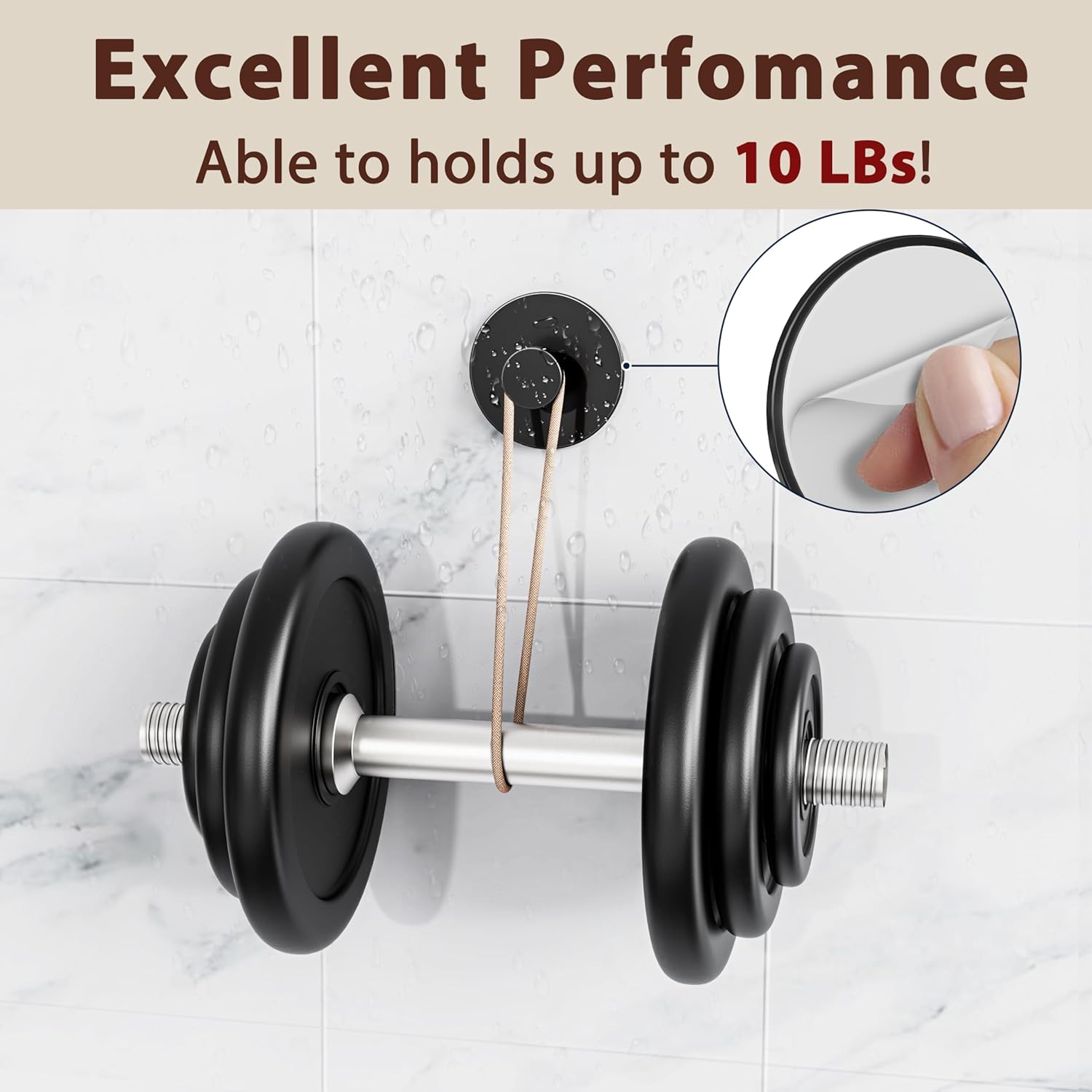Multifunctional Towel Hooks for Bathroom Wall - Extra Sticky Stainless, Holds up to 12LB, Coat Hooks Wall Hooks, Adhesive Door Holder Hanger Shower Accessories, Matt Black Heavy Duty