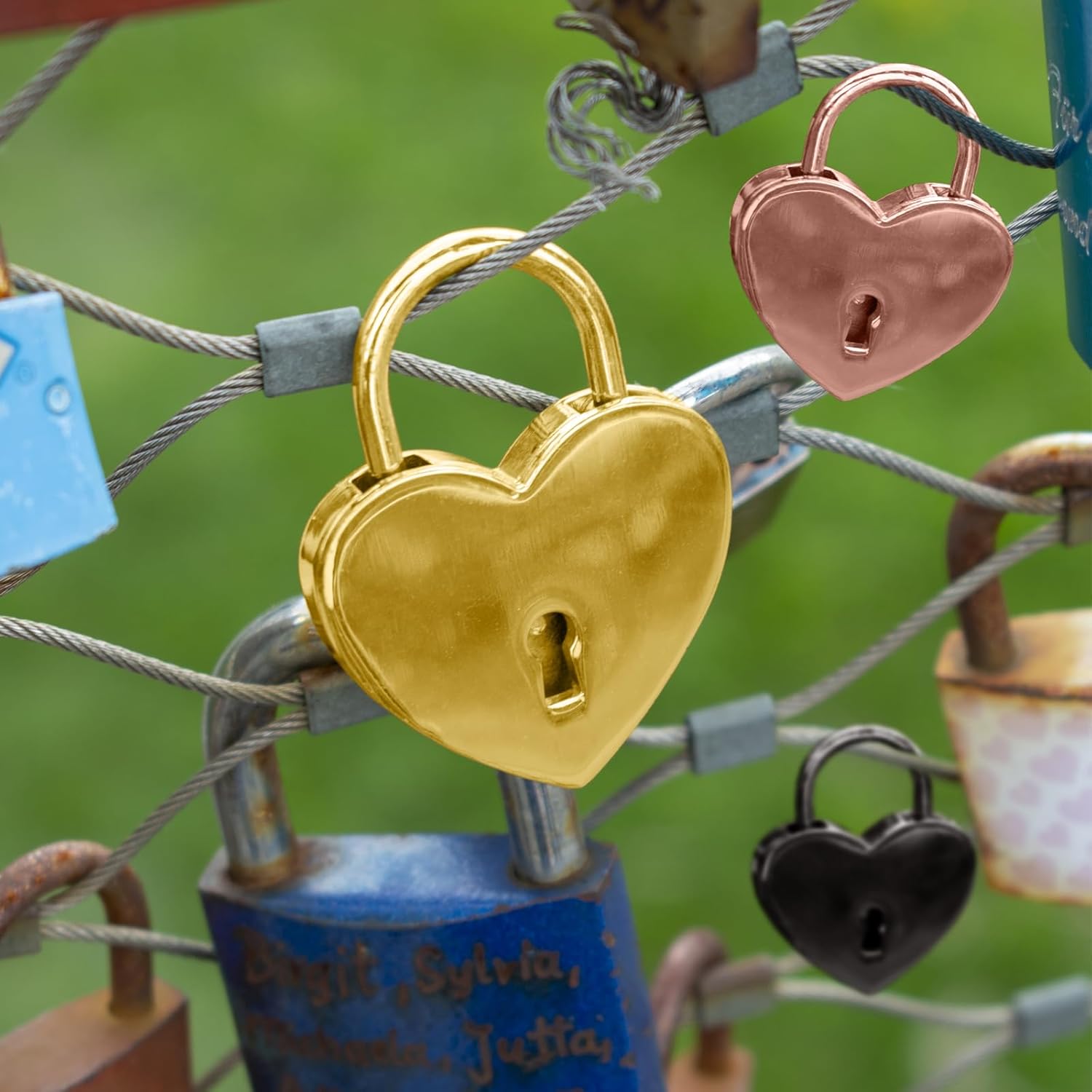 3pcs Mini Heart Shaped Padlock, Metal Lock with Key for Diary Book Jewelry Storage Box Handbag (Rose Gold)