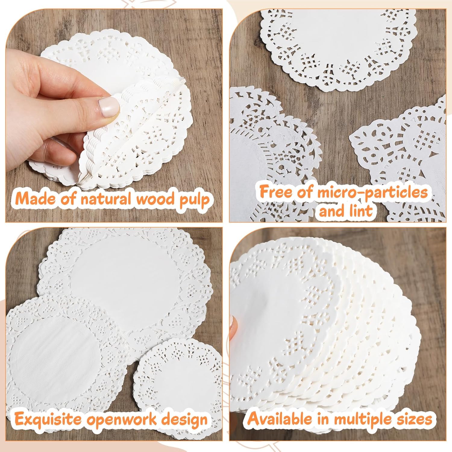 5 Sizes Paper Doilies, 150 Pcs Lace Doilies Paper Round Disposable Placemats White-Doilies for Tables Dessert Trays Party Craft Wedding Birthday Cakes Tableware Decorations