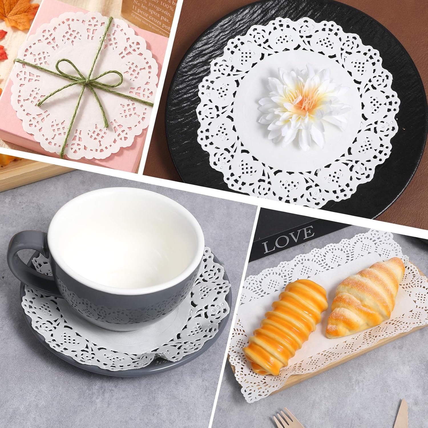 5 Sizes Paper Doilies, 150 Pcs Lace Doilies Paper Round Disposable Placemats White-Doilies for Tables Dessert Trays Party Craft Wedding Birthday Cakes Tableware Decorations