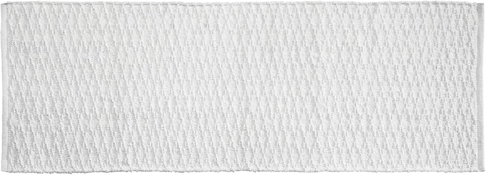 Soft 100% Cotton Luxury Hotel-Style Rectangular Spa Mat Rug, Plush Water Absorbent, Diamond Design - for Bathroom Vanity, Bathtub/Shower, Machine Washable - Long Runner, 60" x 21" - White