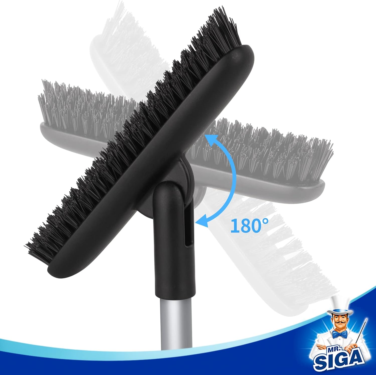 Heavy Duty Grout Scrub Brush with Long Handle, Shower Floor Scrubber for Cleaning, Tile Scrub Brush with Stiff Bristles