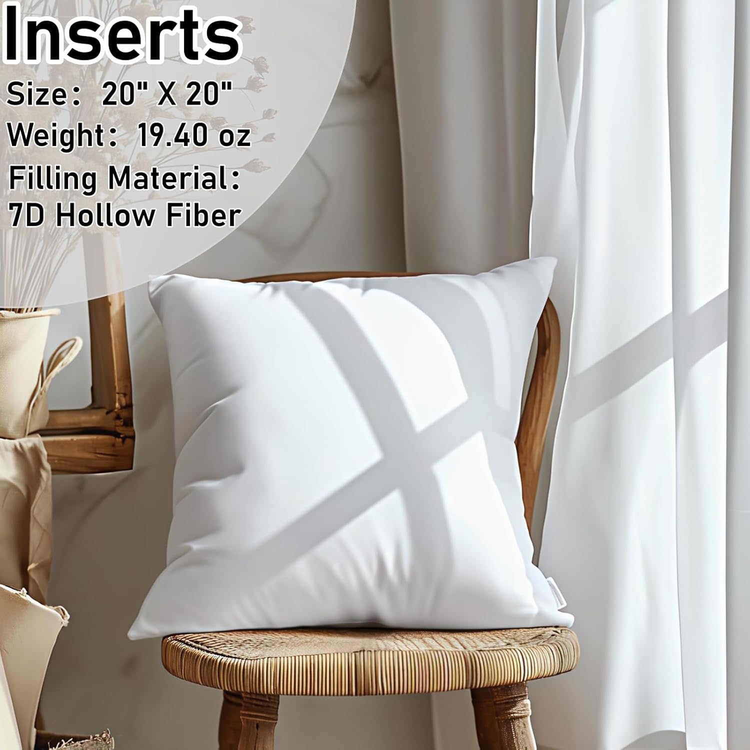 18" x 18" Decorative Throw Pillow with Inserts, Set of 2 Soft Faux Fur Throw Pillows, Square Boho Pillow for Couch, Bed, Sofa Decor, Beige