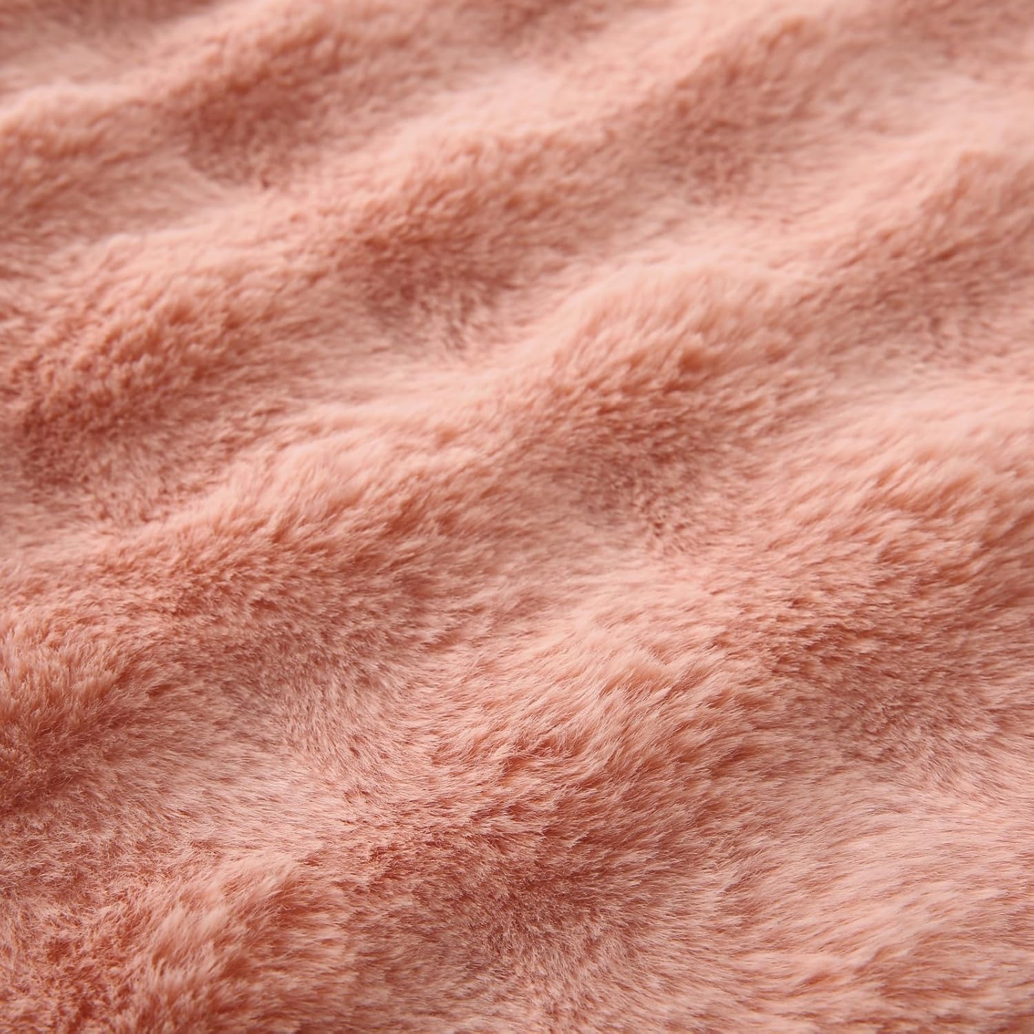 Faux Fur Plush Pillow with Inserts Set of 2, Soft 18" x 18" Decorative Throw Pillows, Square Boho Medium Plaid Pillow for Couch, Bed, Sofa Bedroom Decor (Pink)