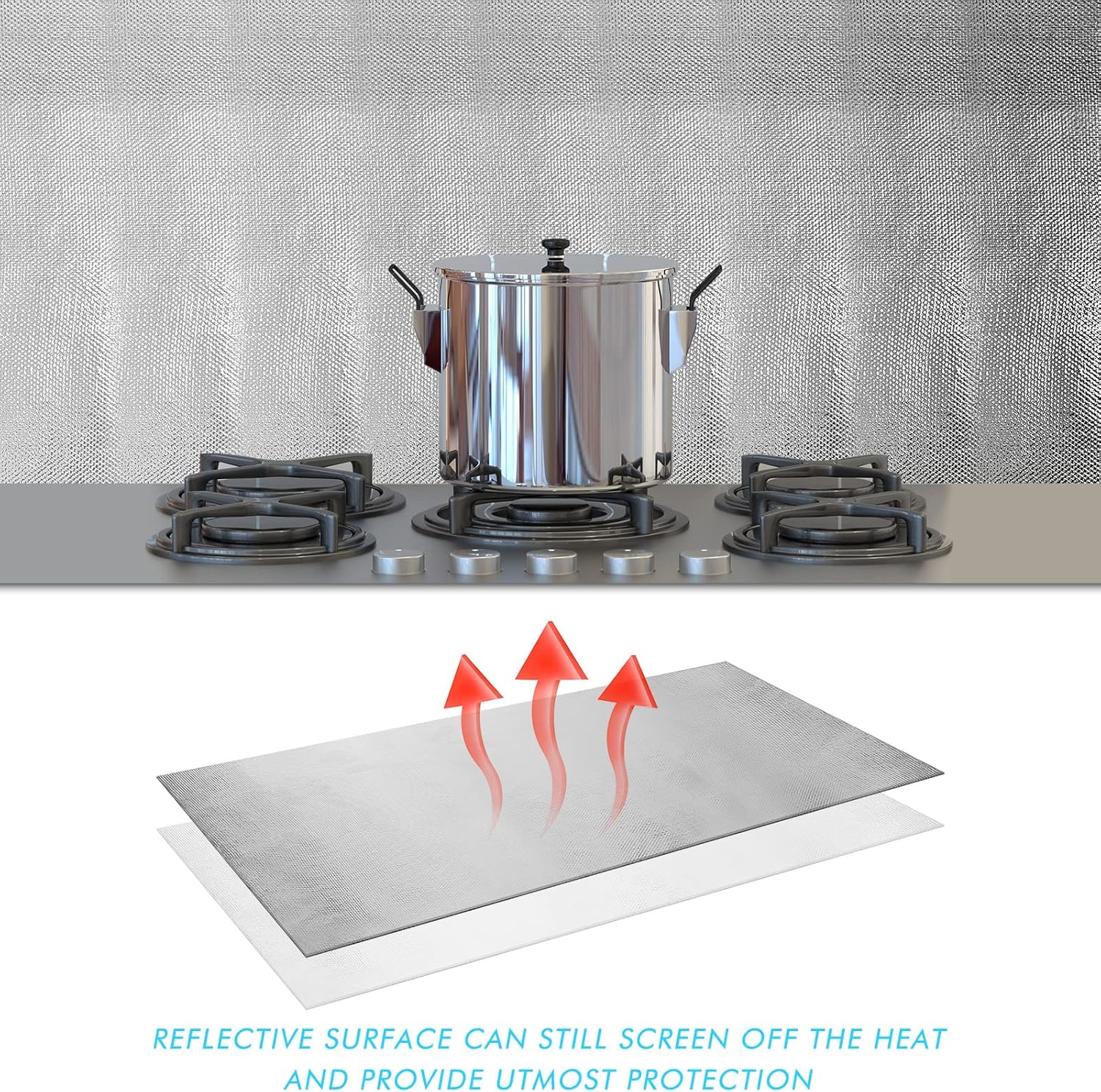 Amylove 1 Pcs 24'' x 48'' Aluminized Heat Shield Thermal Barrier Adhesive Backed Heat Blanket Wrap Fiberglass Insulation Reflective Material High Temp Protection for Exhaust Wood Fireplace Stove