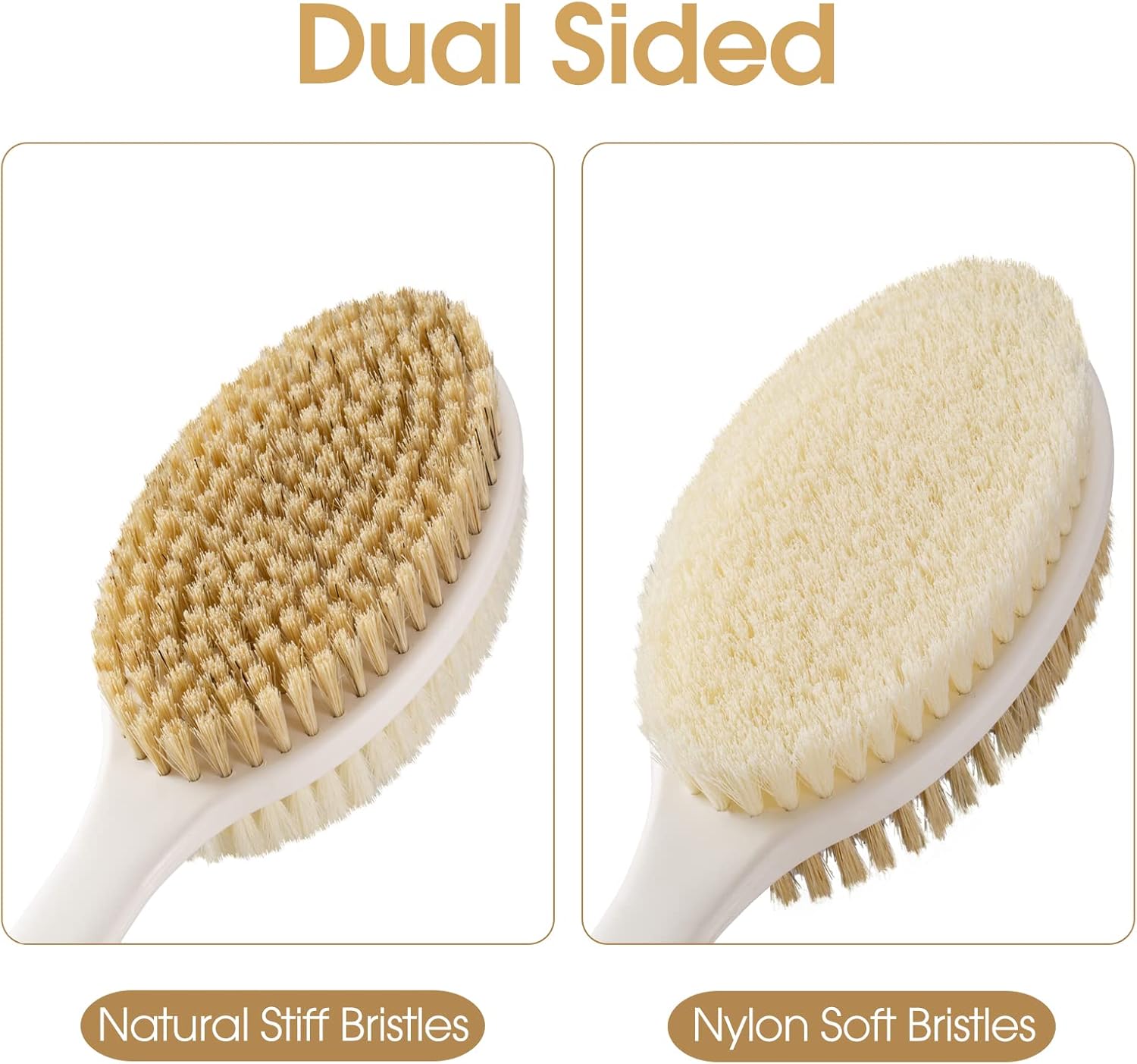 Back Scrubber Anti Slip for Shower,Shower Brush Long Handle with Stiff and Soft Bristles,Body Exfoliator for Bath or Dry Brush(Blue)