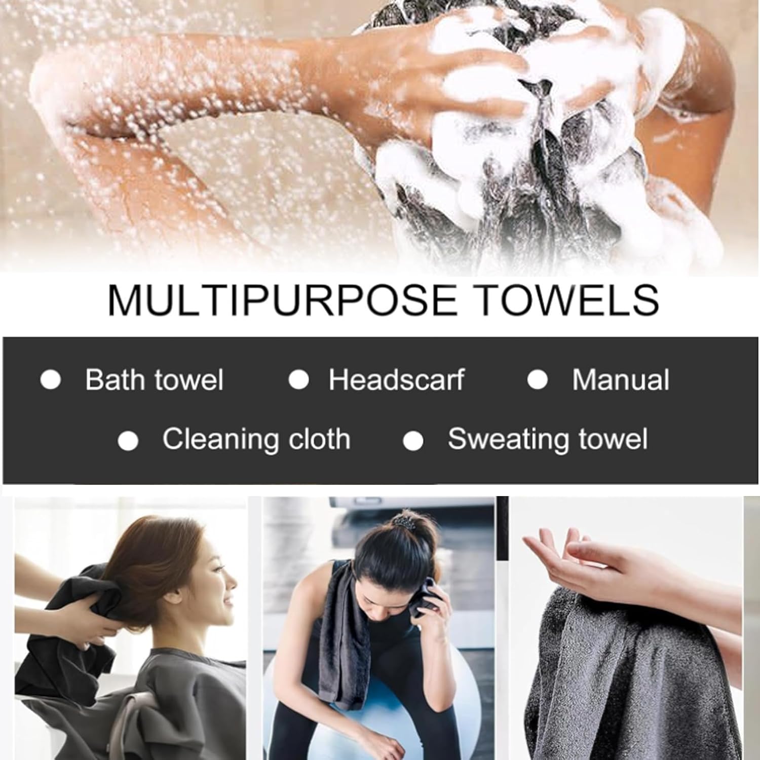 Shiny Wipes Cleaning Cloths for Shower, Bath XXL Drying Towel, Streak Free & Ultra Absorbent Microfiber Towels, Escape The Bathroom Cars Limescale Struggle (3Pcs)