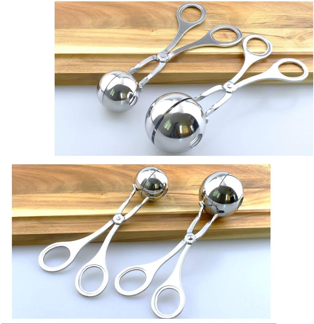 DodoBee Meatball Scoop Ball Maker, 2PCS Stainless Steel Meat Baller Tongs, Cake Pop Maker Meatball Scooper Cake Pop Scooper Melon Baller Rice Dough Ice Tongs for Kitchen Tools, Ball Size 1.38"&1.78"