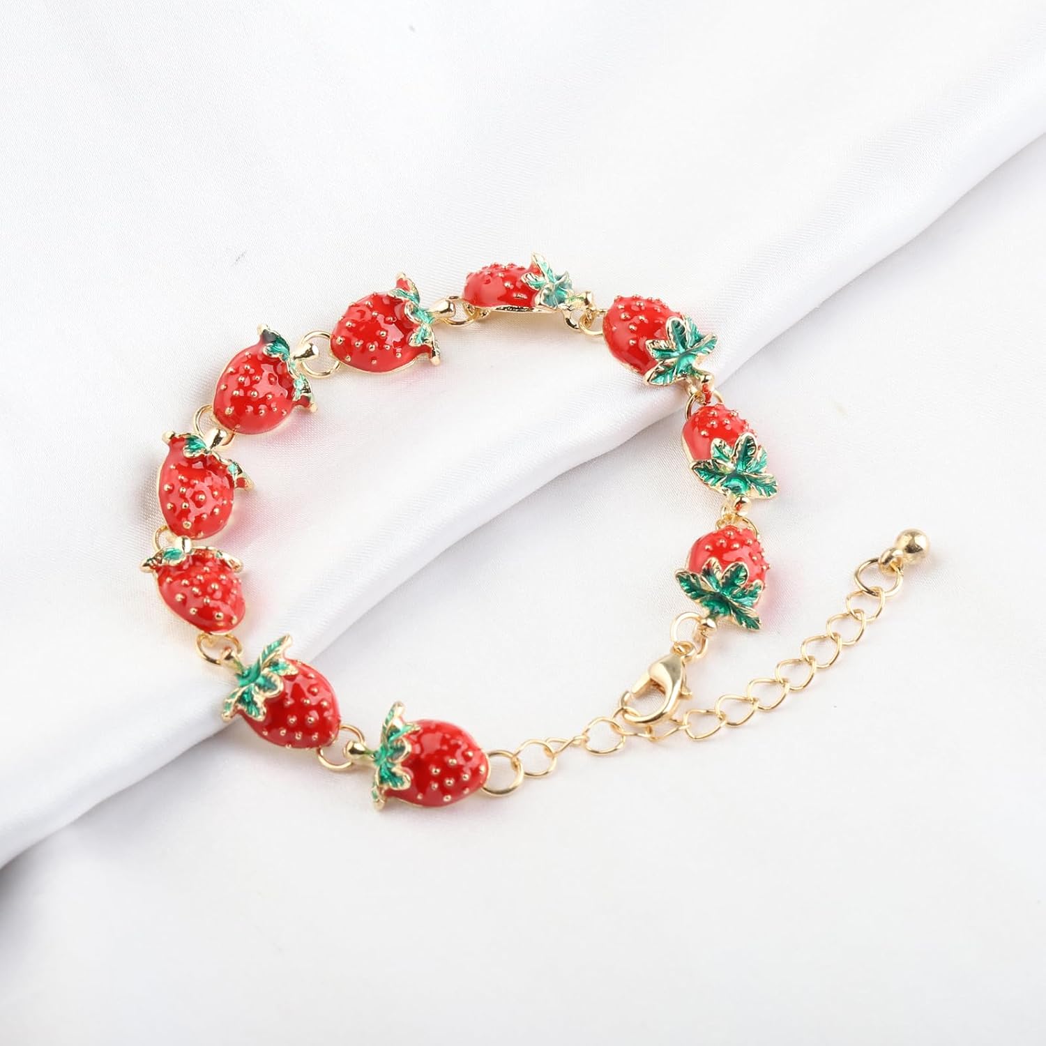 Strawberry Bracelet Fruit Strawberry Lover Gifts Strawberry Pendent Jewelry Strawberry Charm Bracelet
