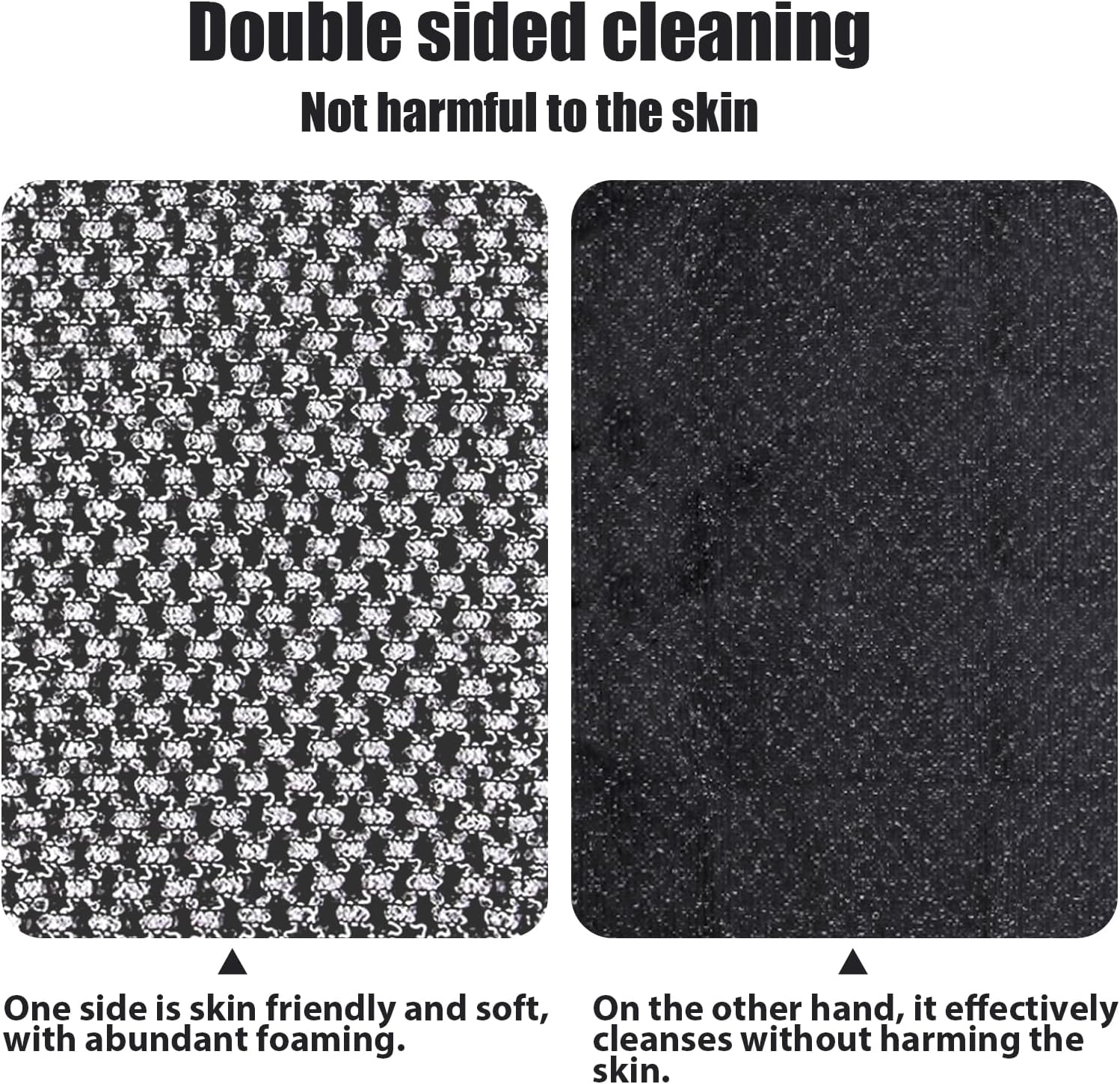 Extra Long Exfoliating Cloth, Deep Cleaning Exfoliating Towel, Reusable Exfoliating Body Scrubber (2 Pcs Black)