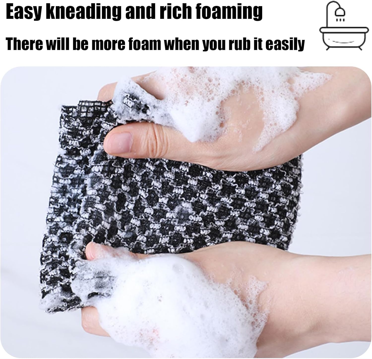 Extra Long Exfoliating Cloth, Deep Cleaning Exfoliating Towel, Reusable Exfoliating Body Scrubber (2 Pcs Black)