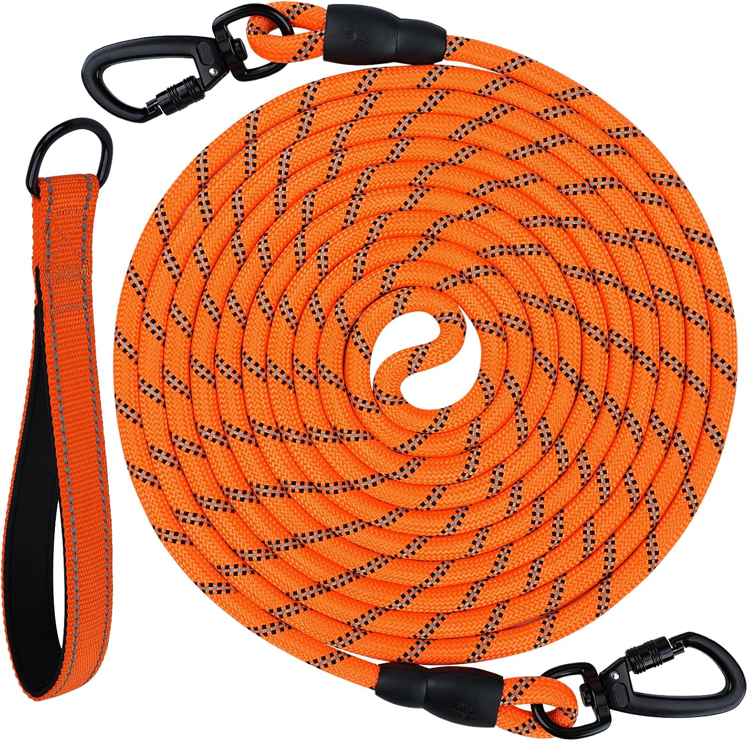 Long Leash for Dog with Removable Padded Handle, Heavy Duty Lead Large Medium Dogs,15FT/30FT/50FT/65FT Reflective Training Play, Camping, Backyard Tie Out, Orange, 30FT Orange
