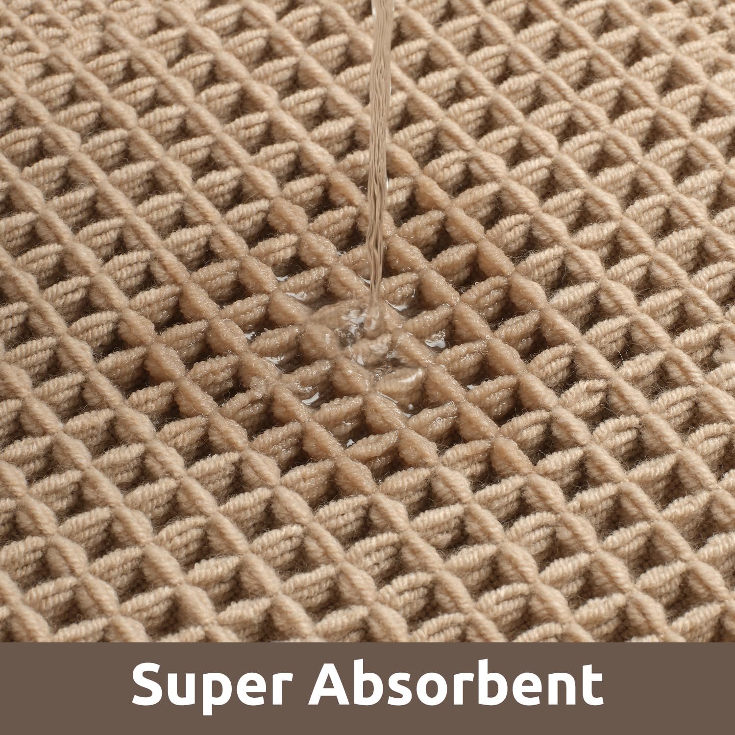 Waffle Bath-Mat, Absorbent Bath Mats for Bathroom Non Slip, Machine Washable Rugs with Tassels Ultra Soft Boho Floor 17''x24'' Beige