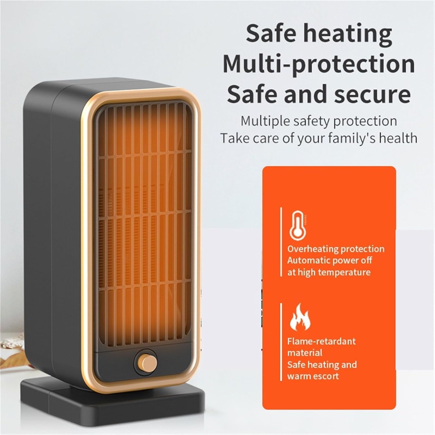 Electric heater - Indoor electric heater - Fan heater for household use - 500W - Ceramic heating element - Power plug
