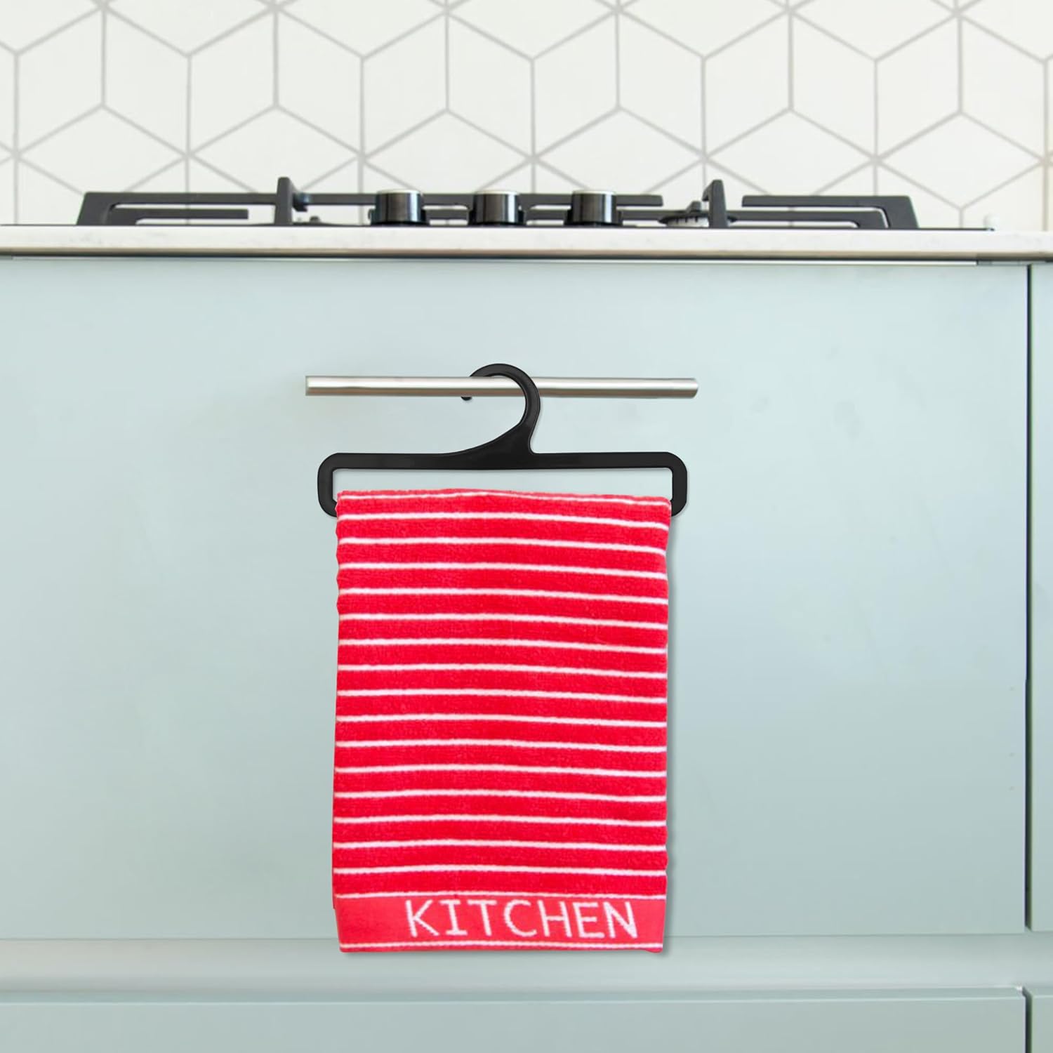Towel rail - Tea towel hook - Display - 7.75 inches long - 50 pieces - Black - Multi-functional - Plastic clothes rail - Storage rack - Suitable for hanging leggings, scarves, socks, hats, shawls and belts