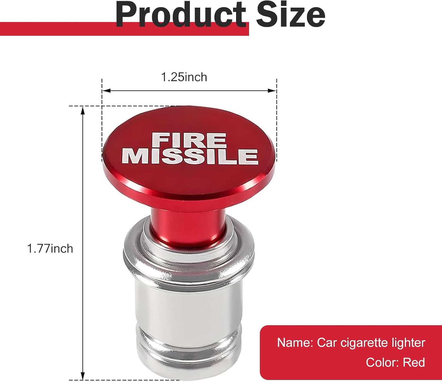Car Cigarette Lighter, 12 V High Temperature Resistant Quick Heat Ignition Plug, Push-button Alloy Lighter Socket, Plug and Play Replacement for Most Cars Trucks (Red)