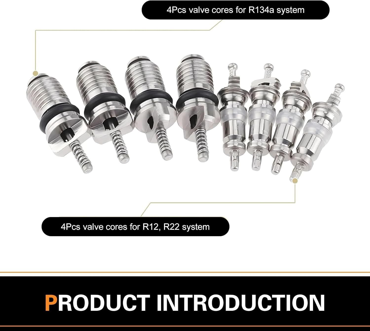 16 PCS Air Conditioning Valve Core Kit, R134A R12 Sealed Refrigeration Air Conditioner Repair Valve, HVAC AC System Port Protective Cover Set (Black)