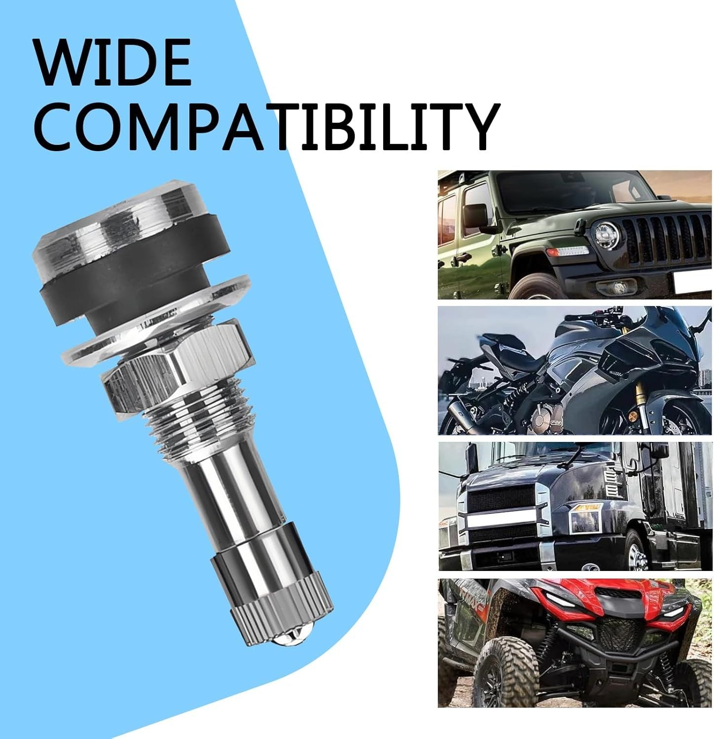 4 PCS TR416 Valve Stems, 1-1/2" Long Tire Valve Stems with Rubber Pad, Fits 0.453" and 0.625" Rim Holes, for Most Motorcycles ATVs (Black)