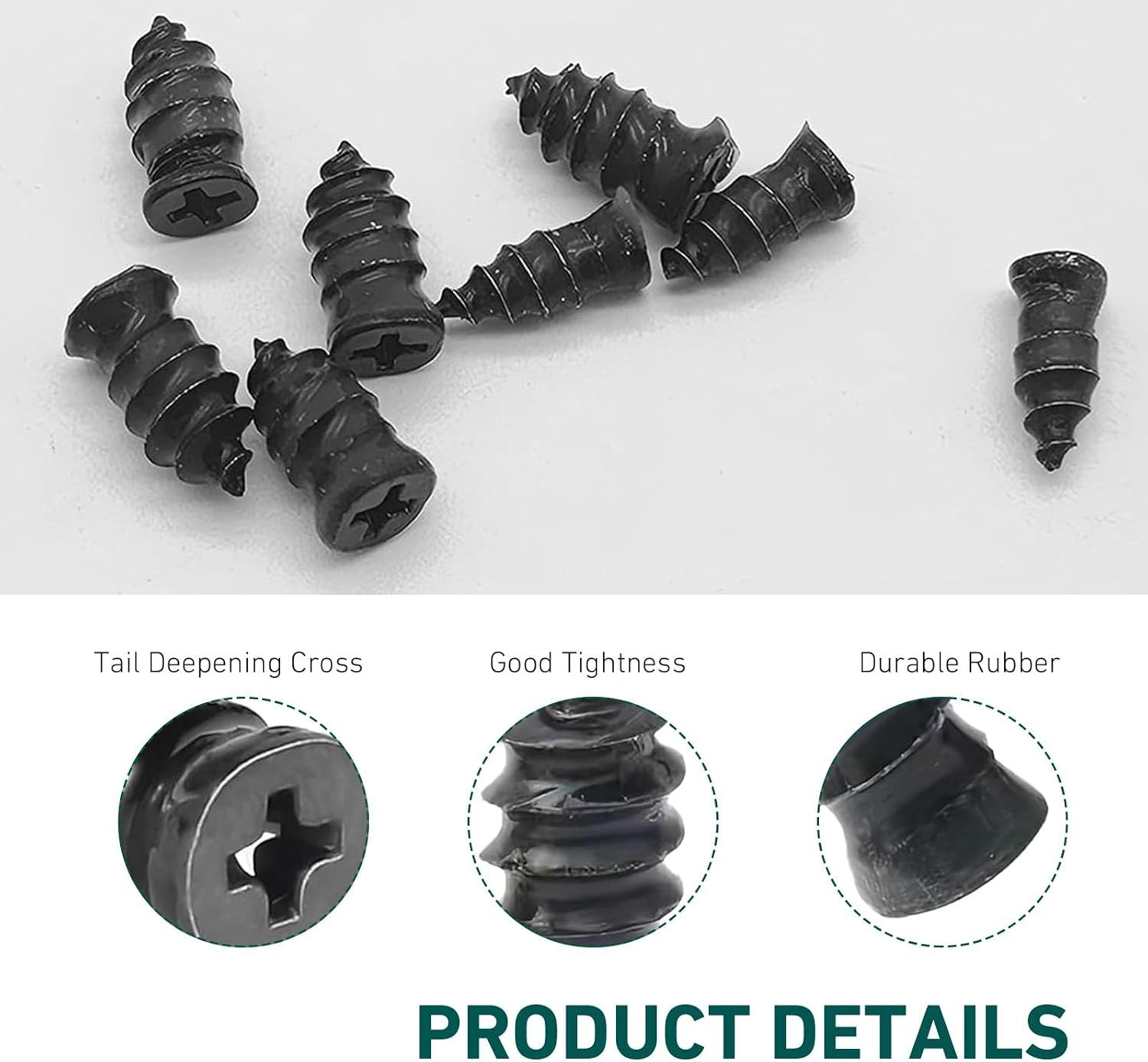 60 PCS Car Tire Repair Nails, 2 Sizes Tool-free Vacuum Tire Plug, Emergency Self-service Seal Puncture Repair Screw, Universal Individually Packed Patch Tool for Cars and Motorcycles (Black)