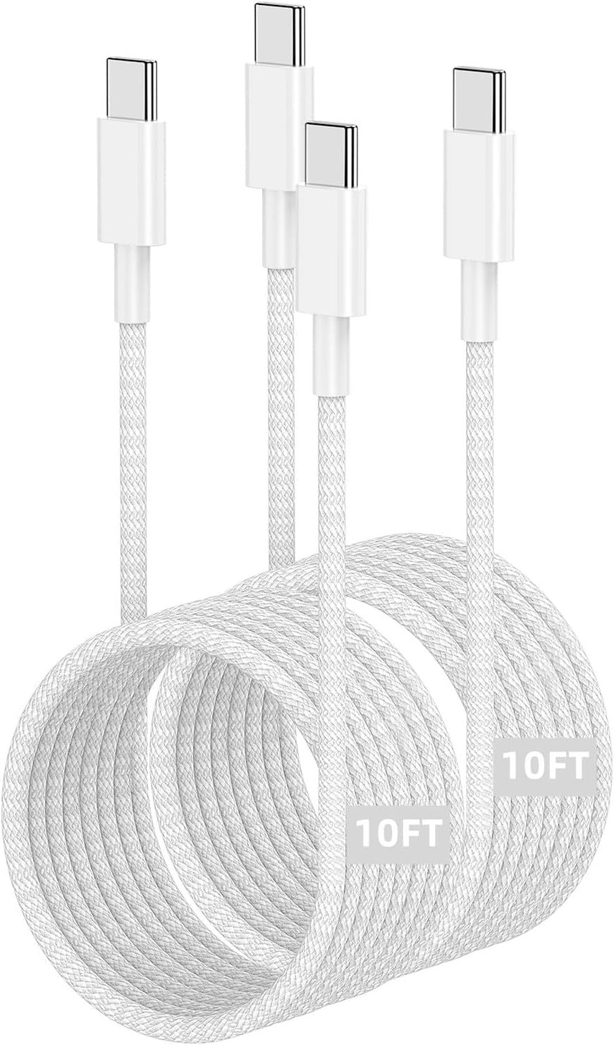 USB C to C Charger Cable 10ft, 60W Type C to C Fast Charging Cable Cord Long for Apple iPhone 17 Pro Max/17 Air/16 Pro Max/16 Pro/15 Plus/15 Pro Max/MacBook 2021/2020/2019,iPad Pro/Mini/Samsung Galaxy