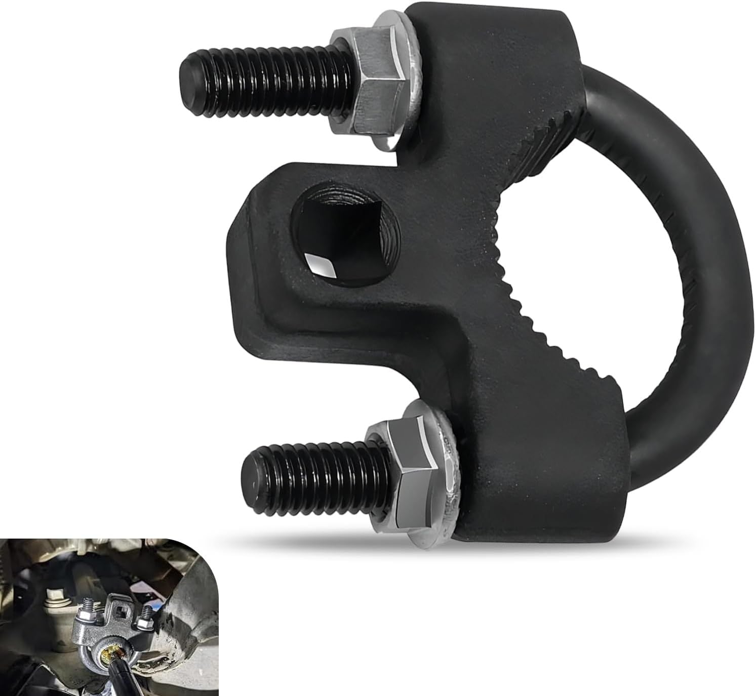 Car Inner Tie Rod Installation Tool, U-shaped Serration Anti-slip Wrench, Anti-rust Steering Linkage Removal Wrench, Universal Steering System Repair Accessory for Cars Trucks SUVs (Black)